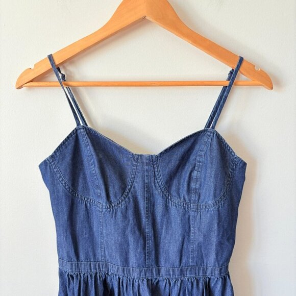 Lauren Conrad Chambray Skater Bustier Sweetheart Dress Blue Size 6 - Picture 3 of 7